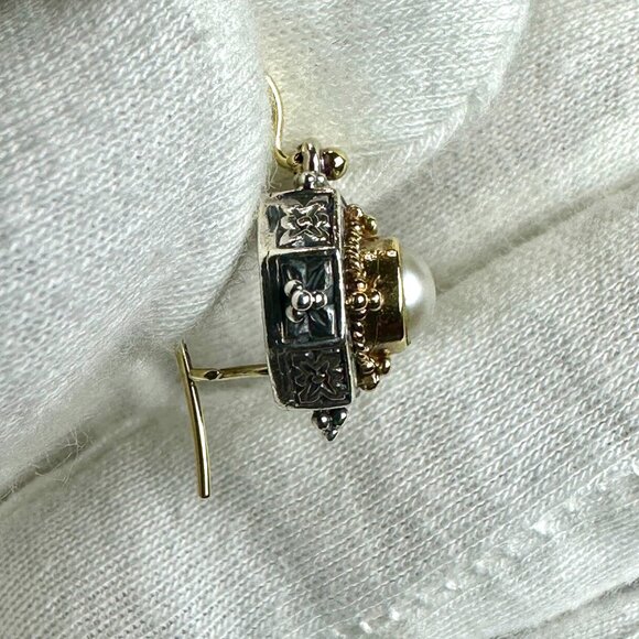 Konstantino Sterling Silver 925 & 18K Gold Pearl Earrings – Authentic Pre-Owned - Picture 15 of 16